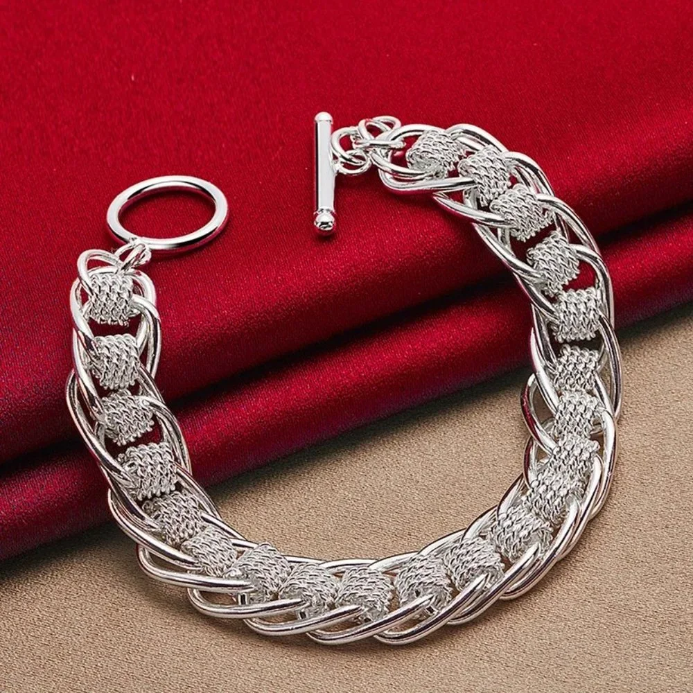 💎 Luxury Bracelet 925 Sterling Silver Charm Chain Bracelet Bangles Classic - Picture 2 of 5